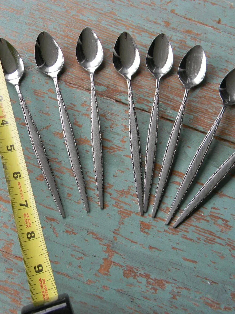 Oneida Community VENETIA Stainless LONG ICED TEA SPOONS   Flatware SET 8 LOT